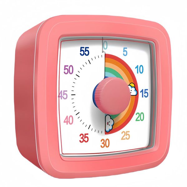 Visual Timer for Kids Adults, 60-Minute Countdown Timer for Classroom, Kitchen,Office, Pomodoro Timer Time Management Tools for Toddler ADHD(Pink)