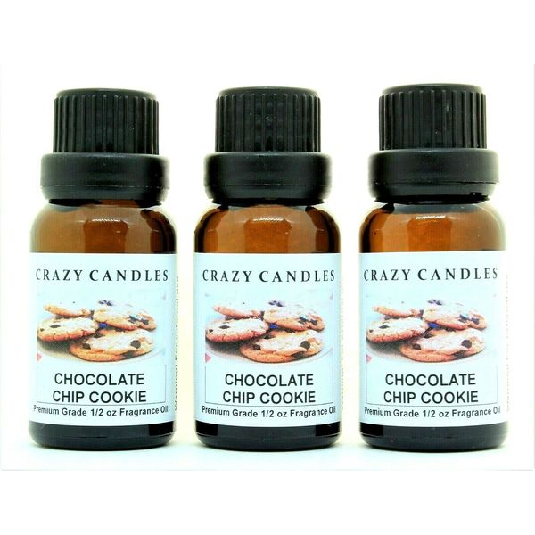 Crazy Candles Chocolate Chip Cookie 3 Bottles 1/2 Fl Oz Each (15ml) Premium Grade Scented Fragrance Oil