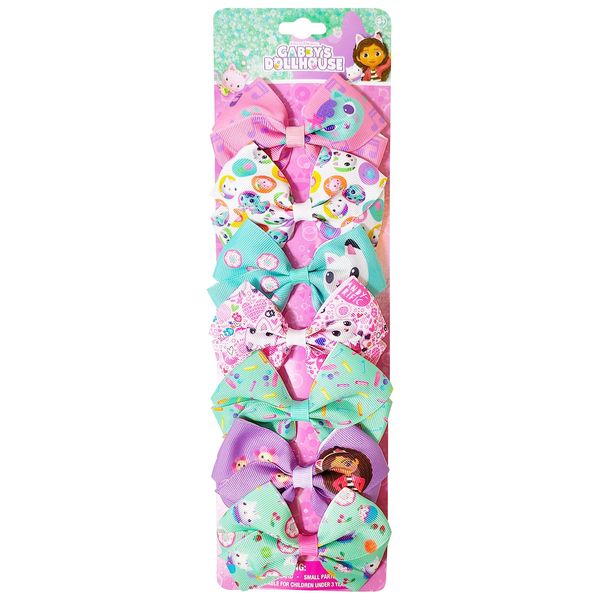 Gabby's Dollhouse Hair Bows - Hair Accessories Gift Set - Princess Hair Bows 7 Pcs 4 Inch Bundle Hair Bows for Girls Different Character on each Hair Clip Kids Bow - Alligator Clip - Ages 3 +