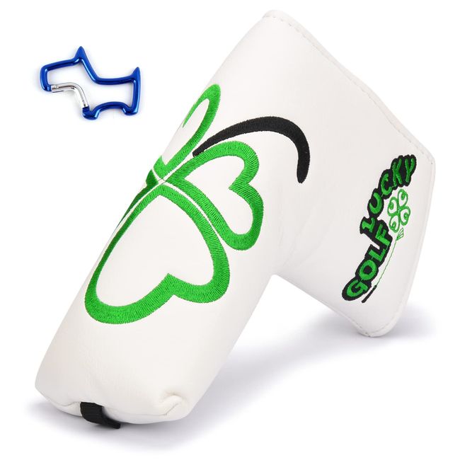 CRAFTSMAN Golf Putter Cover, Pin Type, Magnetic Closure, Blade Shape, Clover, Green, Magnet, Easy to Use, White, Synthetic Leather