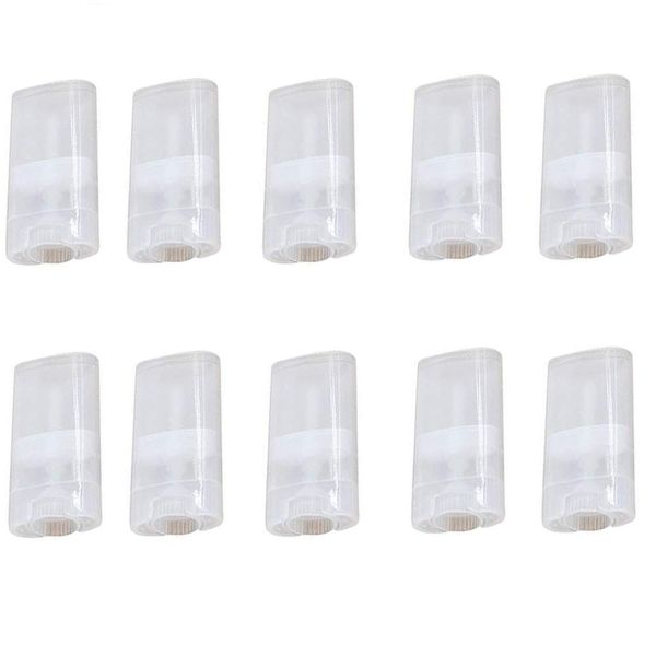 QUUPY 10 Pcs 15ml Deodorant Containers,Empty Refillable Plastic Oval Lip Gloss Balm Tubes,for Fill Deodorant Chapstick, Lip Balm, Lipstick, Etc,Transparent