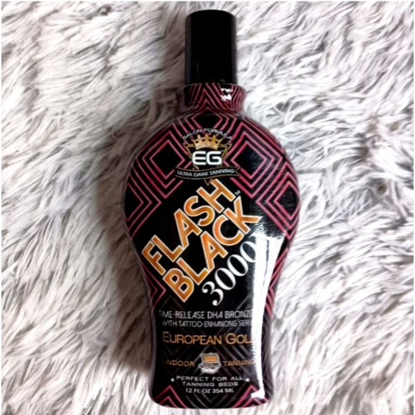 European Gold FLASH BLACK 3000X Indoor Tanning Lotion with Tattoo Enhance Serum