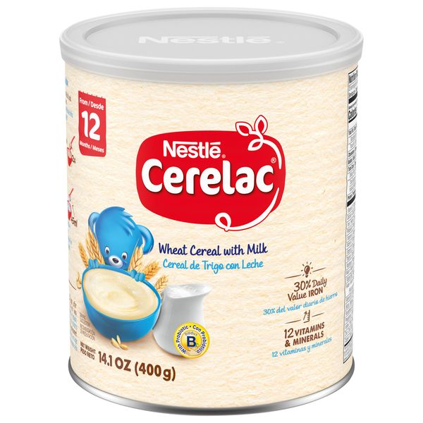 Nestle Cerelac Wheat Cereal with Milk, Made for Toddlers 12 Months, 14.1-Ounce Canister (Pack of 1)