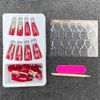 Carufin 24Pcs Snow Christmas Tree Checker Pink Line French False Nails Acrylic False Nail Press on Nails Ballet False Nails for Women Girls (E)