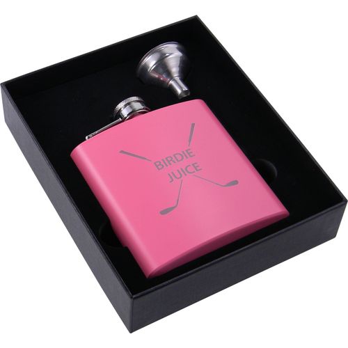 Golf Birdie Juice Flask, Funnel and Gift Box - Great Chirstmas, Birthday, Valentines Gift for Golfers (Pink)