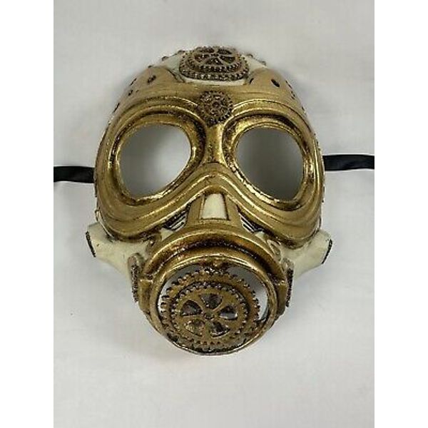 Halloween Steampunk Gold Gas Mask, Vintage Victorian Style Retro Punk