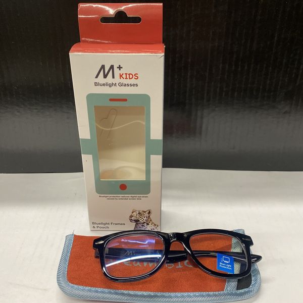 M+ Kids Bluelight Glasses - Bluelight Frames &  Pouch Jay Black UV Protection