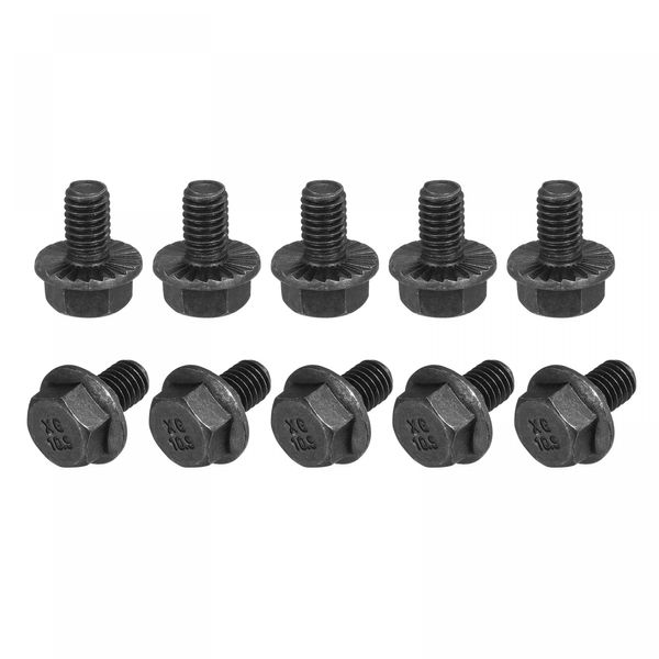 sourcing map M6x10mm Hex Serrated Flange Bolts 10.9 Grade Carbon Steel Screws 40pcs