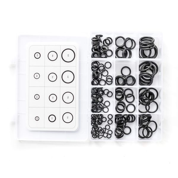 EAI O Ring Kit | Viton O-Ring Kit Assortment | Black (12 Sizes, Total 200 pcs)