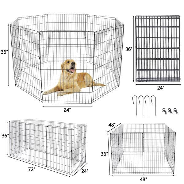 36" Pet Playpen Metal Protable Folding Animal Dog Fence 8 Panel Indoor Outdoor