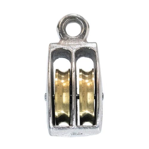 Rigid Eye Double Steel Wheel Pulleys - 2 Inch Sheave Height, 5 Pack