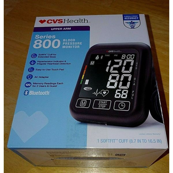 CVS HEALTH UPPER ARM SERIES 800 BLOOD PRESSURE MONITOR-BLUETOOTH/AC ADAPTER-