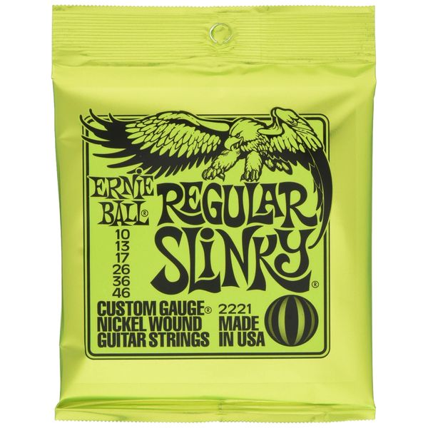 ERNIE BALL 2221 Ernie Ball Electric Guitar Strings Regular Slinky (10-46) 12 Set Pack