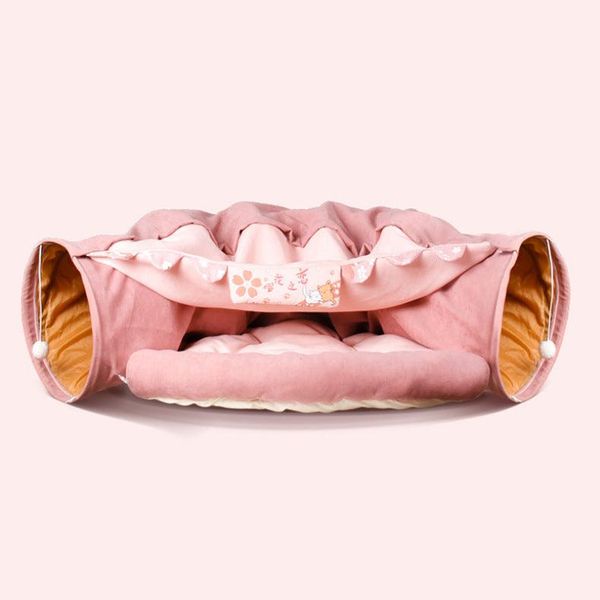 Durable Washable Collapsible Cat Tunnel: The Ultimate Feline Adventure - Pink