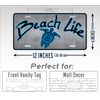 Beach Life License Plate Tropical Turtle Themed Silver Auto Tag