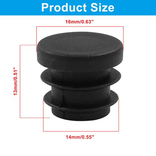 Bonsicoky 12 Pack 5/8 Inch (16mm) Round Plastic Hole Plugs, Black Pipe Tubing End Cap for Round Metal Tube