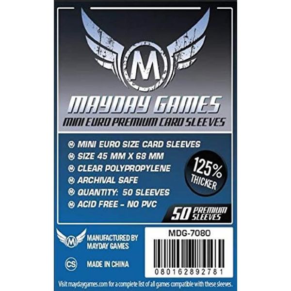 Mayday Games 45 x 68 mm SLEEVES Mini Euro Premium Card Game (Pack of 50)