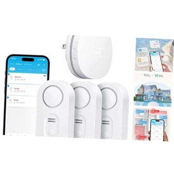 WiFi Water Sensor 3 Pack, Smart Water Leak Detector, 100dB 3 sensor + Gateway