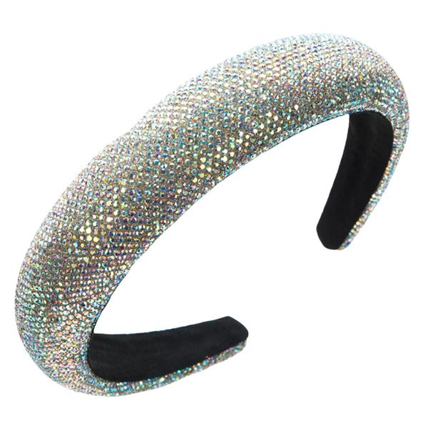 scicent Hair Bands Fashion Wide Padded Head Band Non-slip Padded Hairbands White Headbands Embellished Rhinestone Crystal Head Hoops Fashion Hairhoops - 26107