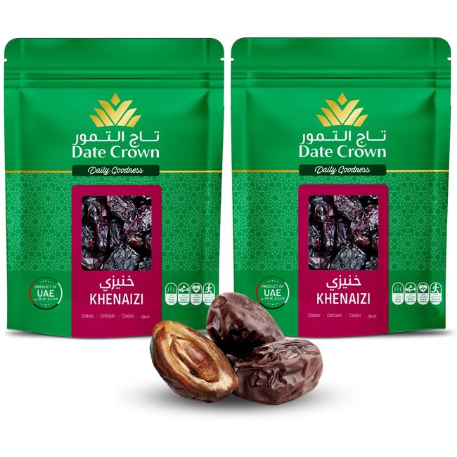 Dates Crown Dates Additive-Free 17.6 oz (500 g) x 2 Bags (Kneiji Seeds Sweet Like Brown Sugar), Pesticide Residue Tested Non-GMO Superfood, Dried Fruit
