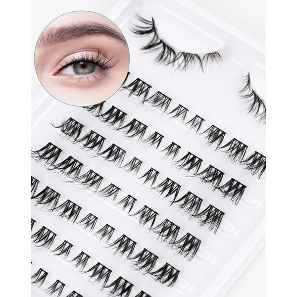 Onlyall Lash Clusters Pre-styled Natural Lashes Eyelash Extension Individual Lashes C Curl Eyelash Clusters Wispy Lash Clusters DIY Lash Extensions CN-3