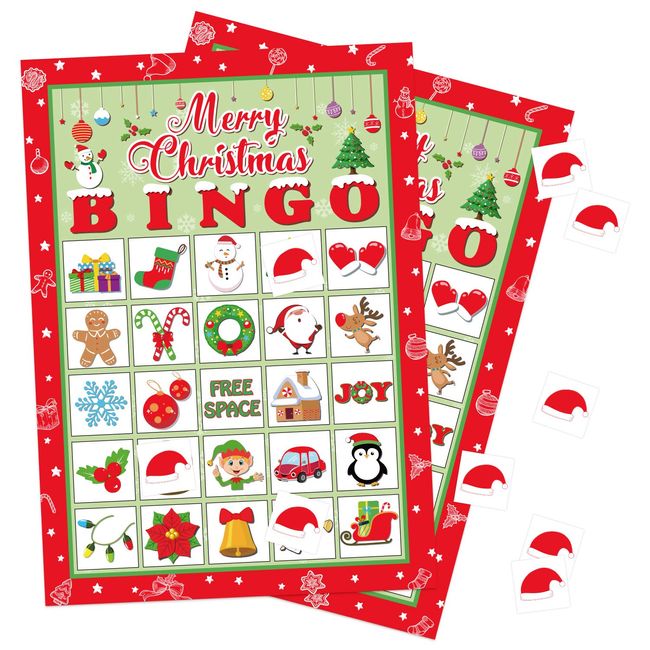 Christmas Bingo Game Xmas Holiday Winter Party Supplies Favors (for 40 Players at Most)