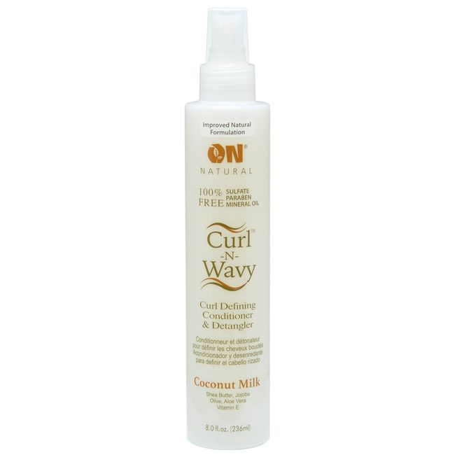 ON Natural Premium Oil Free Curl N Wavy Curl Defining Conditioner & Detangler, Coconut Milk 8 oz