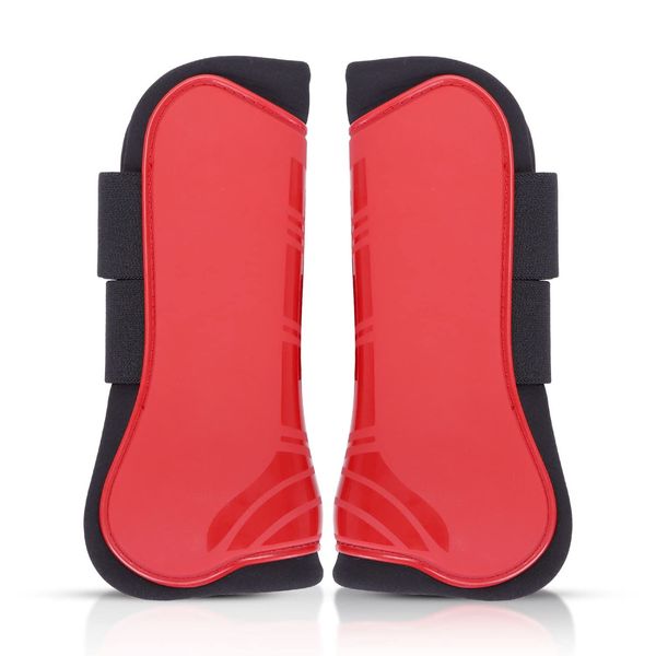 Nobleza Tendon Boots Protective Horse Boots Double Velcro Over Locking Closure, Lightweight Open Front Boots for Jumping, Trail Riding, and Turnout, Red.