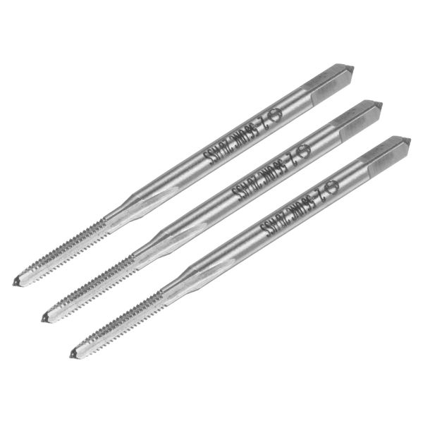 uxcell Machine Tap #2-56 UNC UNC Thread 2B Class 3 Flutes High Speed Steel Screw Threading Tap Tapping Tool 3pcs