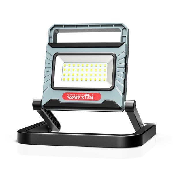 WARSUN LED Work Light Rechargeable Folding Flood Light 2200 Lumen Super Bright Portable Trouble Lights 8000mAh 360 Rotatable Stand Adjustable Mechanic Grey LED Worklight for Car Repair