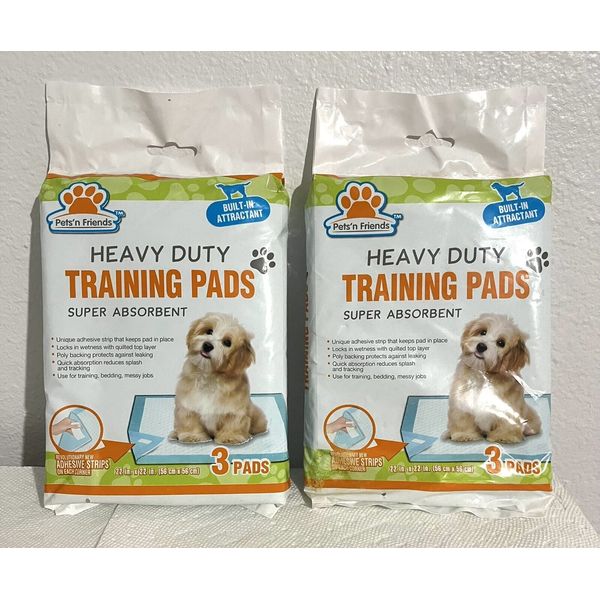 Heavy Duty Pet training pads SUPER absorbent 6 pads (2 packs of 3) SEALED NEW