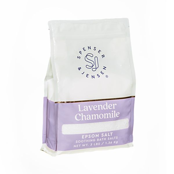 Spenser & Jensen Calming Lavender & Chamomile Epsom Bath Salts | Soothing & Relaxing Bath Soak for Body Wellness & Sore Muscle Relief, 3 LB (Pack of 1)