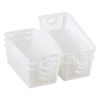 Buyitt Plastic Small Office Desktop Baskets, Set of 6 Rectangular Storage Basket, White