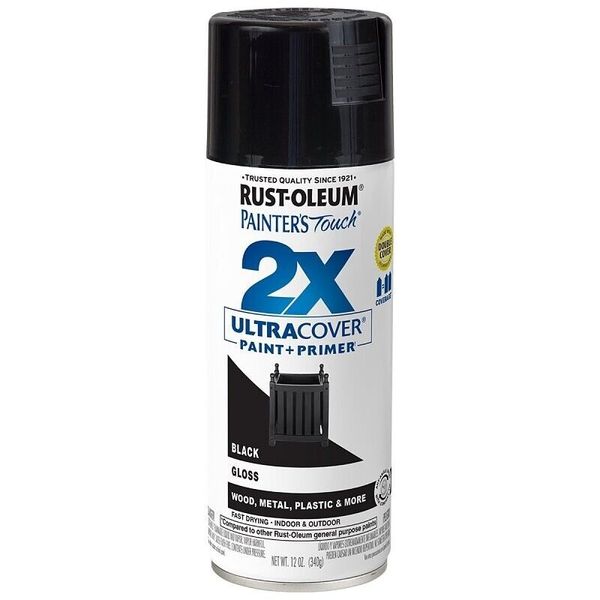 NEW CASE OF (6) RUSTOLEUM 334026 ULTRA COVER 2X BLACK SPRAY PAINT 1174812