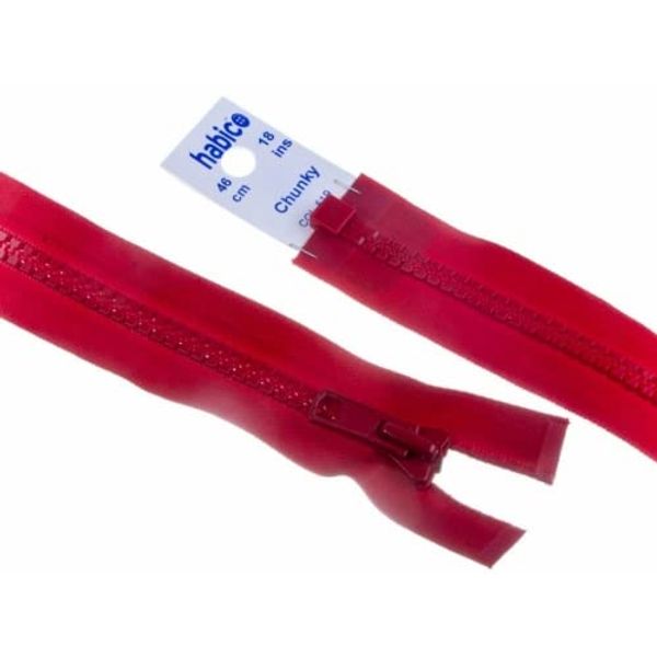 28" 71cm Vislon YKK Open End Chunky Extra Strong Zips Red - per Single Zip