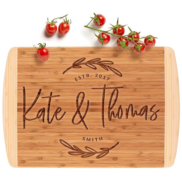 Personalized Cutting Board | 18x12 | Customizable, Engraved 2 Tone Block Cutting Board