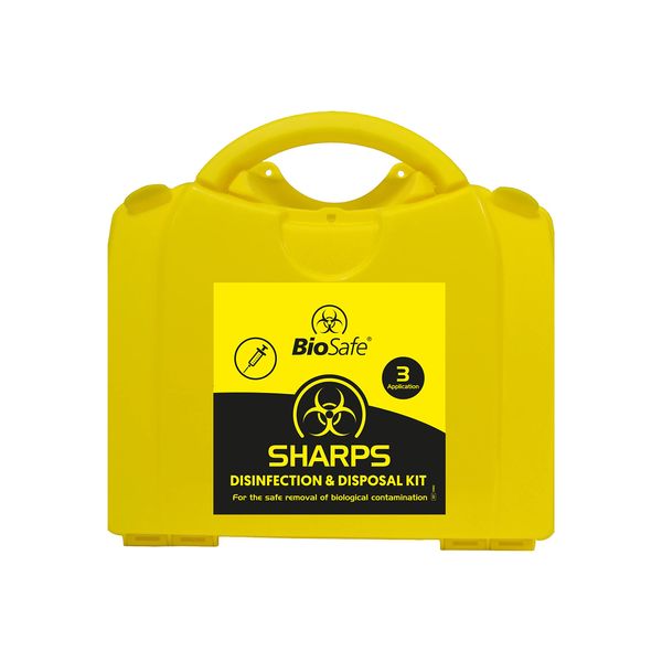 BioSafe 51078 3 Application Body Fluid & Sharps Kit,Yellow