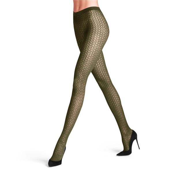 FALKE Women's Cryptogram 30 DEN W TI Sheer Patterned 1 Pair Tights, Green (Artichoke 7436), M