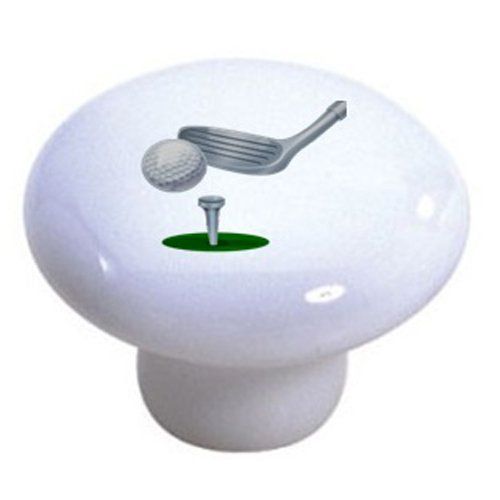 Set of 2 Golf Club Ball Tee Ceramic Cabinet Drawer Pull Knobs