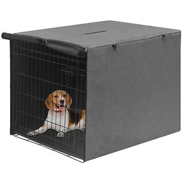 Indoor Grey Dog Crate Cover Privacy Polyester Pet Kennel Covers Universal Fit...