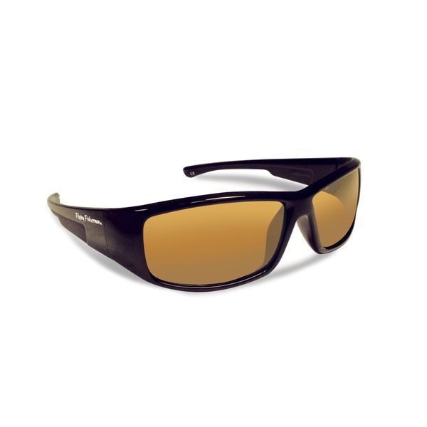 FLYING FISHERMAN 7890BA GAFFER JR. ANGLER POLARIZED SUNGLASSES, BLACK FRAMES WITH AMBER LENSES