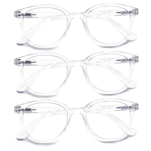 3 Pack Reading Glasses Spring Hinge Stylish Readers Black/Tortoise for Men and Women (3 Transparent, 2.25)Medium
