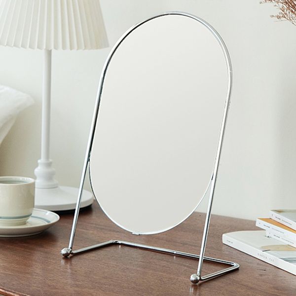 Comet Home Mid-Century Metal Frame Oval Table Mirror