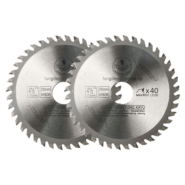 Circular Saw Blade 115mm Wood Cutting Disc 40T Alloy Steel Professional Carbide Saw Blade for Woodworking Angle Grinder (2 Pack)