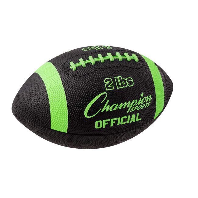 Champion Sports Official Size 2lb Weighted Training Football, Green/Black