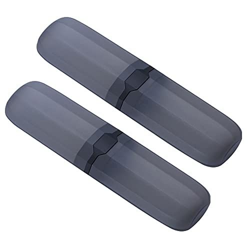 2Pcs Travel Toothbrush Case Holder Hard Plastic Portable Toothbrush Toothpaste Storage Box Container for Travel Camping Home School Business Use, Transparent Black