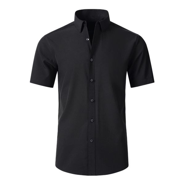 SAMERM Mens Dress Shirt Wrinkle Free Moisture Wicking 8-Way High Stretch Super Soft Casual Button Down Shirts,Black L