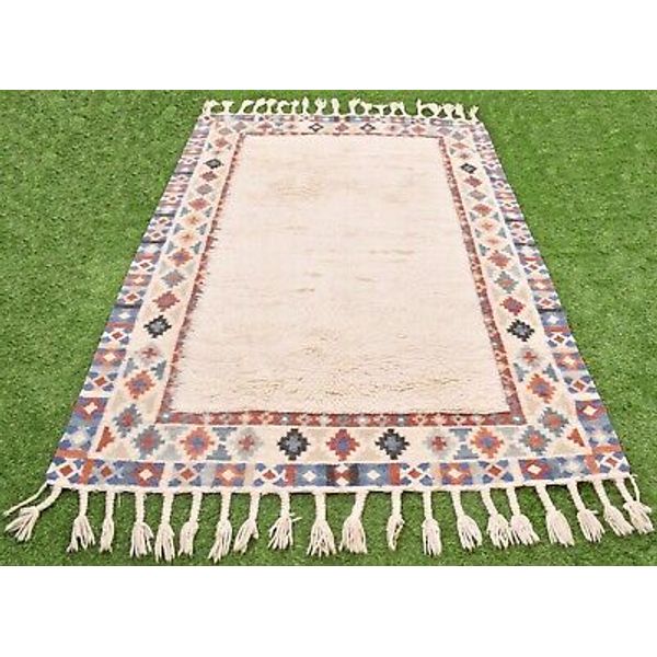 5x8 Ft. Rug Indian Door Mat Bohemian Mat Multi Braided Runner Reversible Dhurrie