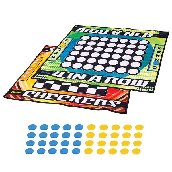 Franklin Sports Checkers and Four in A Row Mat Game - Addictive Family Fun! - Soft Play Mat for Kids of All Ages - Comes with 42 Plastic Pucks