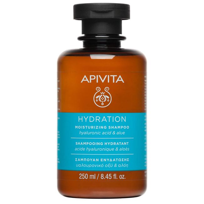 Apivita Hydration Moisturizing Shampoo 8.45 fl.oz. | Natural Shampoo with Hyaluronic Acid & Aloe Vera for Intense Hydration, Prevents Split Ends, Eliminates Frizz | Daily Haircare for All Hair Types